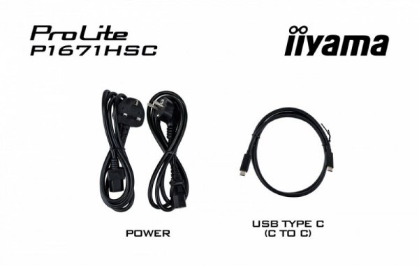 IIYAMA Monitor 15.6 cala P1671HSC-B1 IPS,FHD,miniHDMI,2xUSBC,250cd,8ms,2x1W,  0,7kg