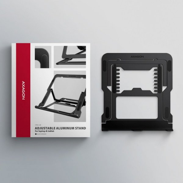 AXAGON STND-LAB Podstawa do laptopów aluminiowa 10-17,3 cala 8 regulowanych pozycji, Czarna