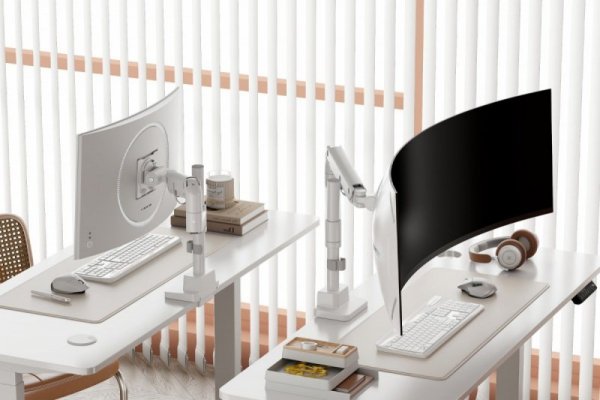 Digitus Ramię biurkowe pojedyncze z zaciskiem i sprężyną gazową 1x LCD max. 57" 27kg, VESA: 75x75, 100x100, białe