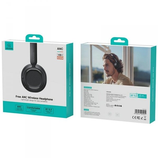 USAMS Słuchawki bluetooth 5.3 SR01 ANC czarne