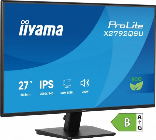 IIYAMA Monitor 27 cali X2792QSU-B1 IPS,QHD,120Hz,HDMI,DP, 350cd,1500:1,      cienkie ramki, 2xUSB 3.2, ErP B