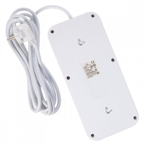 Maclean Listwa zasilająca MCE391 W 6 gniazd 4xUSB-A 1xUSB-C 110-240V AC 50/60Hz, 2.1A max 2500W, biała