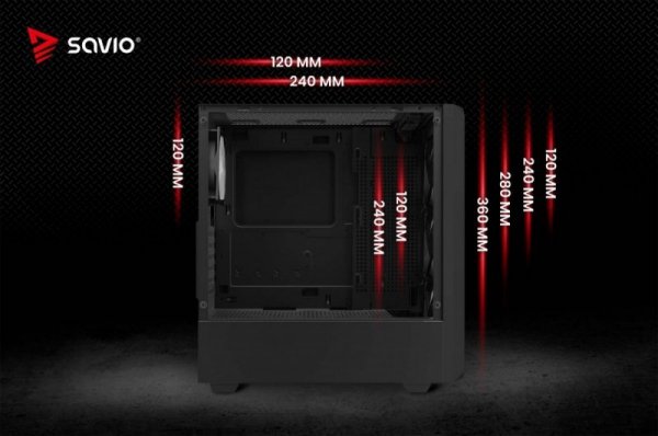 Savio Obudowa komputerowa NOCTIS GLASS RGB X1