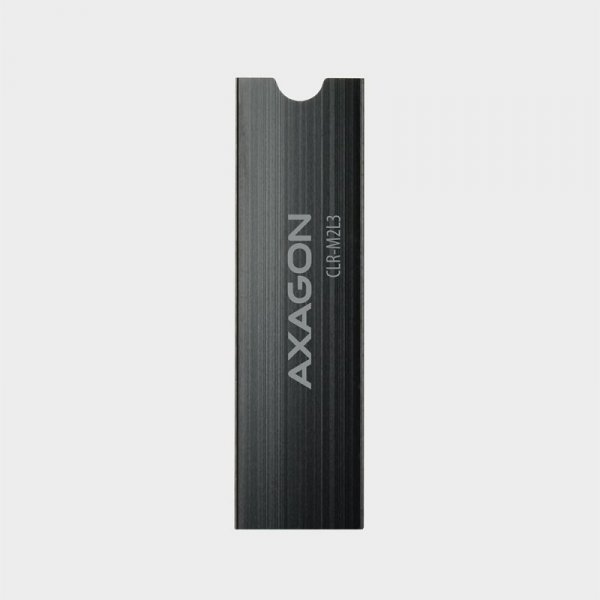 AXAGON CLR-M2L3 Chłodnica aluminiowa pasywna do dysku M.2 SSD, ALU korpus, silikonowe podkładki termiczne, wysokość 3mm