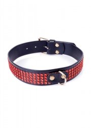 Fetish Boss Series Collar with crystals 3 cm Red Line