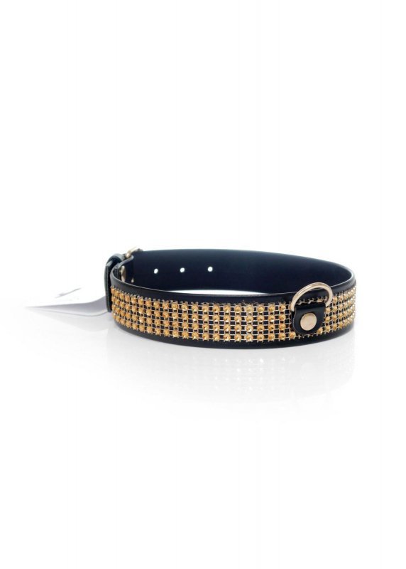 Fetish Boss Series Collar with crystals 3 cm gold