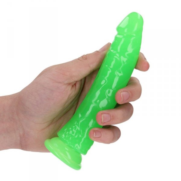Slim Realistic Dildo with Suction Cup - Glow in the Dark - 6&#039;&#039; / 15,5 cm