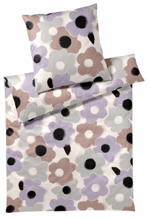 Elegante poszewka satyna Flowers flieder 2443 40x80, 80x80