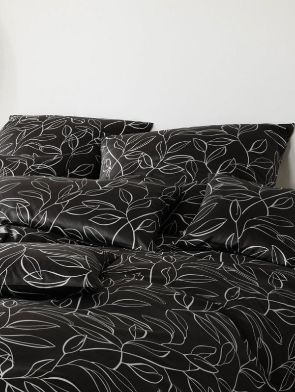 Elegante poszewka satyna Floral basalt 24505 40x40, 40x80, 80x80