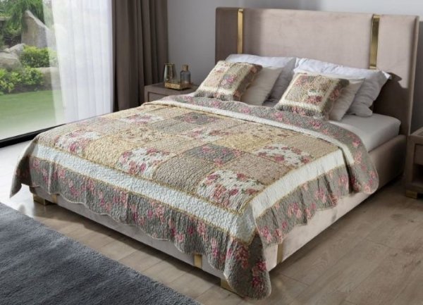 Bawełniana narzuta patchwork w róże 200x220