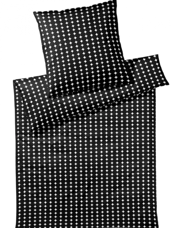 Elegante pościel mako bawełna Bubbles czarno-biała 24562 200x220