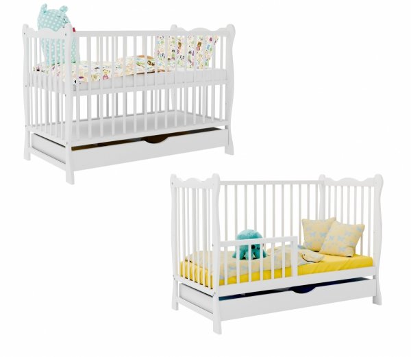 Łóżeczko szuflada JULIA BIAŁA TAPCZANIK 120x60