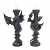 komplet 2 świeczników na świece stołowe - gotyckie Smoki Guardians of the Light Nemesis Now