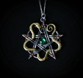 naszyjnik Bogini Minerwa Sulis Minerva - pentagram z wężem