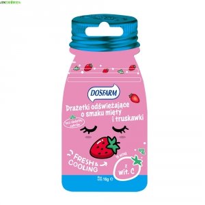 DRAŻETKI ODŚWIEŻAJĄCE MIĘTA - TRUSKAWKA BEZ CUKRU DOSFARM 16 g 