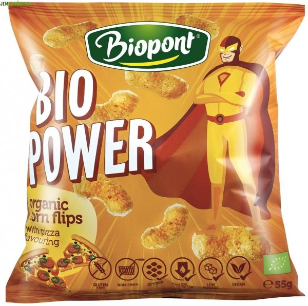 CHRUPKI BEZGLUTENOWE  KUKURYDZIANE O SMAKU PIZZY BIOPONT 55 g