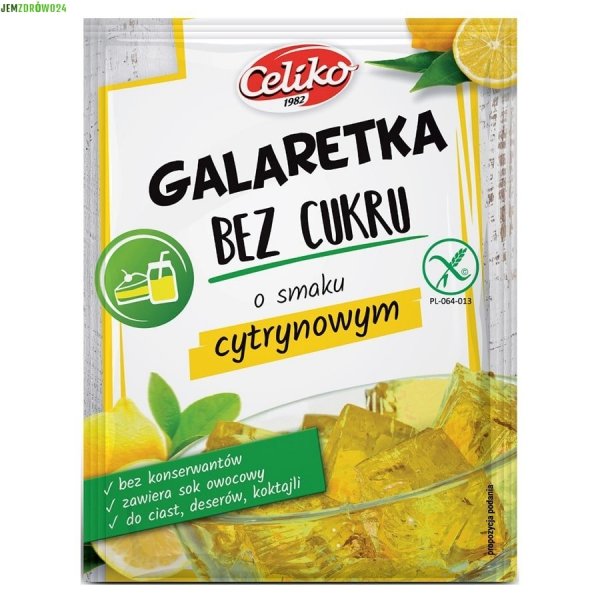 Galaretka cytrynowa bez glutenu i bez cukru Celiko