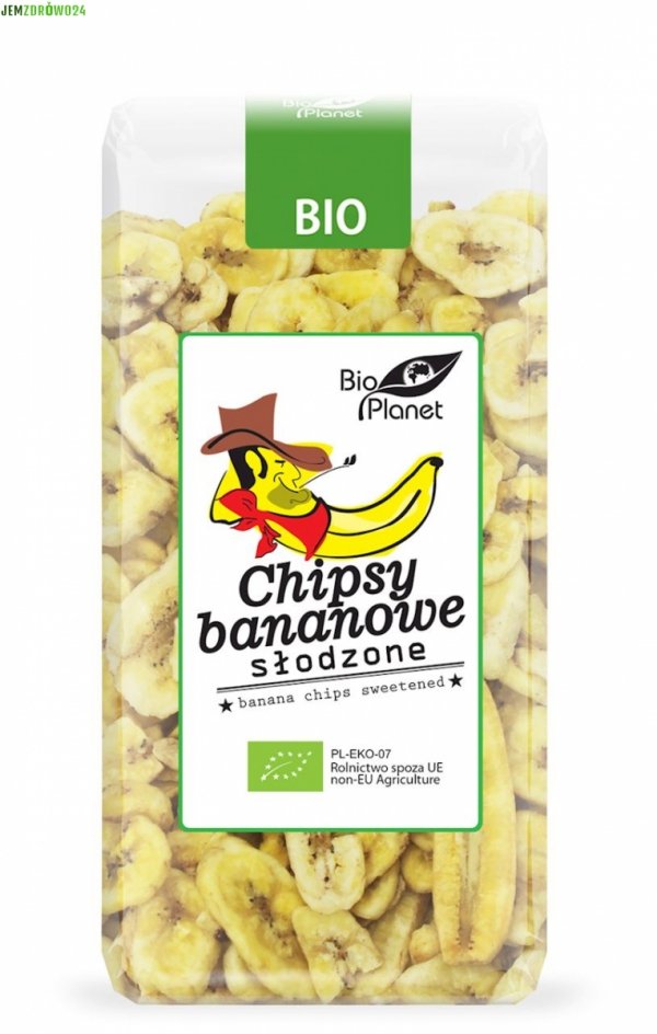 CHIPSY BANANOWE SŁODZONE CUKREM TRZCINOWYM EKOLOGICZNE BIO PLANET 150 g