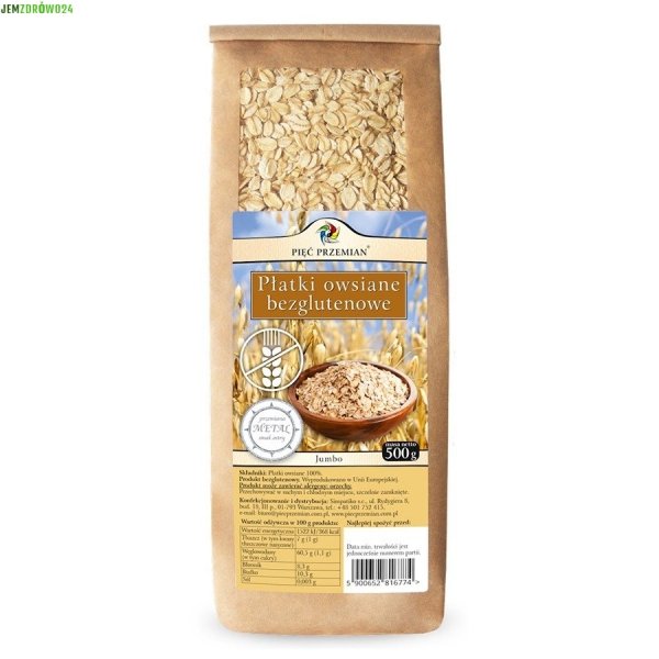 Płatki owsiane jumbo bezglutenowe Pięć Przemian 500 g