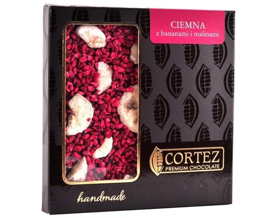 Czekolada Ciemna z Bananami i Malinami 85g