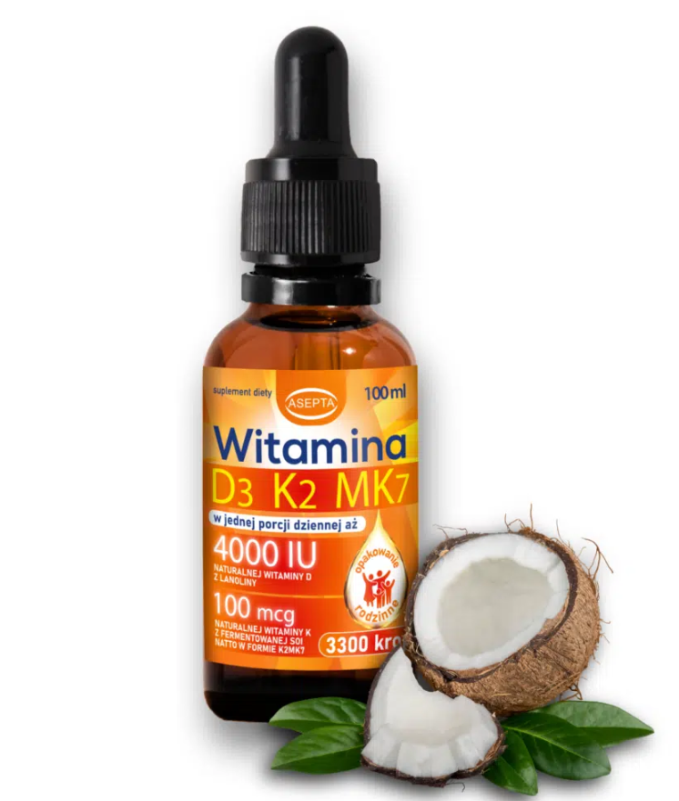Witamina D3 K2 MK7 z Olejem MCT 100ml