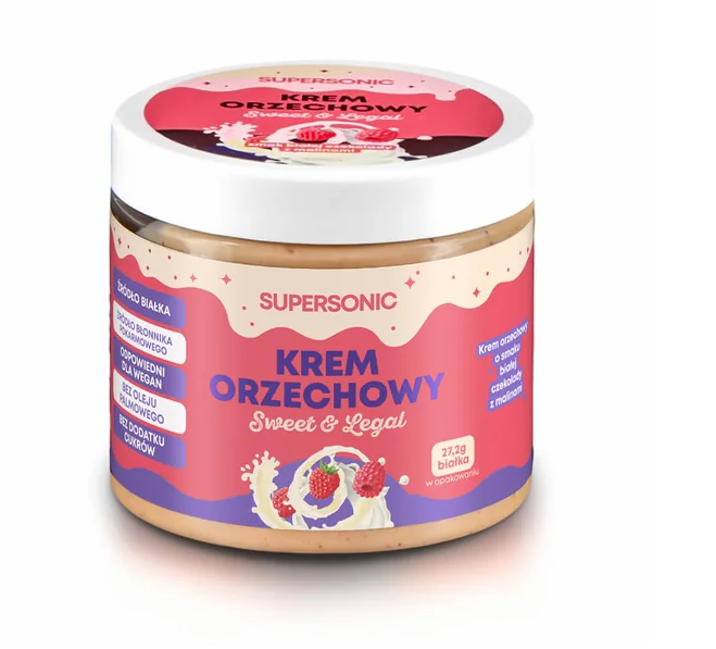 Krem Orzechowy o Smaku Białej Czekolady z Malinami 160g