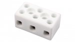 Złączka gwintowa porcelanowa 4mm² 3-tory biała z 2 otworami montażowymi CPO-5A-3P 80713516