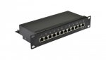 Patch panel RACK 10 cali kat.6 12p FTP z półką 1U czarny NEKU
