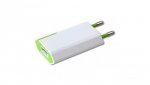 Sieciowa Ładowarka 100-240V - USB 5V 1A Slim Biało-Zielona
