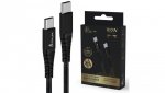 Kabel USB Typu C 480 Mbps, 20V 5A Extralink Smart Life Braided 100W USB Type-C to Type-C 2m Czarny