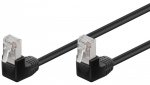 CAT 5e Kabel łączący 2x 90 pod kątem,F/UTP, Czarny - Długość kabla 0.5 m