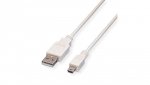 VALUE USB 2.0 Kabel , Typ A 5 Pin Mini , wit, 0,8 m