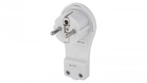 Wtyczka kątowa ultra płaska 16A 2P+Z 250V z uchwytem biała P0066