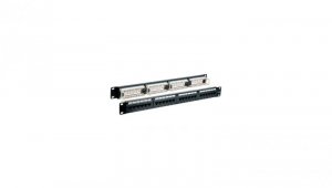 Patch Panel UTP CaT6 24 porty RJ45, 1U, czarny