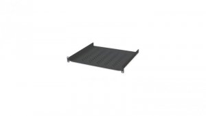 Półka 1U 400mm rack 19, 2 pkt mocowania, perforowana czarna