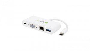 Adapter USB-C 3.1 na VGA/GIGABIT RJ45/USB-A 3.0/USB-C PD IADAP USB31-DOCK2