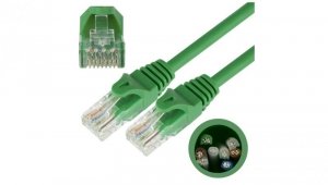 Patchcord UTP kat.5e kabel sieciowy LAN 2x RJ45 linka zielony 5m NEKU