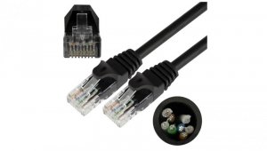 Patchcord UTP kat.5e kabel sieciowy LAN 2x RJ45 linka czarny 1m NEKU