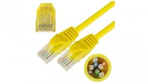 Patchcord UTP kat.5e kabel sieciowy LAN 2x RJ45 linka żółty 10m NEKU