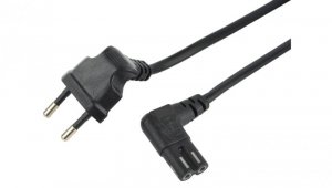 Kabel zasilający 230V 2,5A audio 0,75m kąt czarny