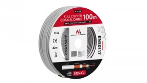 Kabel koncentryczny Maclean, Przewód antenowy satelitarny, RG61.02CU+4.8FPE+CU/P+32*0.12CU+6.8PVC, 100M, MCTV-472