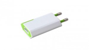 Sieciowa Ładowarka 100-240V - USB 5V 1A Slim Biało-Zielona