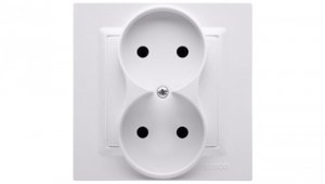Simon 10 Gniazdo podwójne b/u MONOBLOCK 16A, 250V białe CG2/11