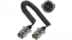 Przewód spiralny QLY-s kabel do przyczepy zakończony metalowymi wtykami 7-pin 12V 4m