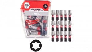 Bity udarowe do wkrętarki TORX TX50 25mm 1/4 SHOCKWAVE 15szt MILWAUKEE