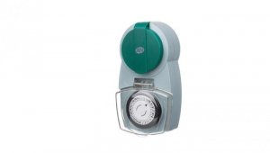 Programator czasowy mechaniczny IP44 24h /30-minutowy, zielony 67276