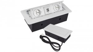 GNIAZDO CHOWANE W BLAT NABLATOWE + 2 USB GNIAZDKO