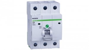 Rozłącznik izolacyjny 25A 3-biegunowy 3P (400V AC) 3-modułowy z blokadą OFF NOARK mod