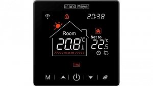 Termostat podłogowy regulator temperatury bezprzewodowy z wyświetlaczem LCD IP20 SN-20 czarny GRAND MEYER