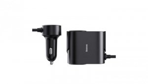 Adapter Baseus High Efficiency Pro 2x gniazdo zapalniczki z ładowarką USB-A USB-C 30W - czarny